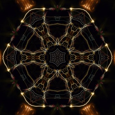 Fraktal soyut arkaplan. Işık efektleri. Neon parıltısı. Şenlik dekorasyonu. Renkli desen. Geometrik doku.