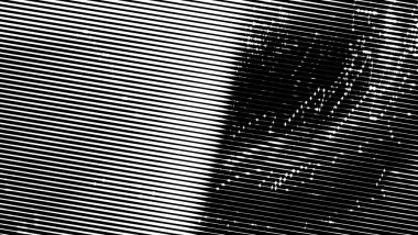 Tek renkli soyut bir arkaplan. Siyah ve beyaz desenli. Yarı renkte. Poster, broşür, broşür, broşür ve kart için yaratıcı karanlık grafik tasarımı. Ağ, kumaş ve örtü için arkaplan.