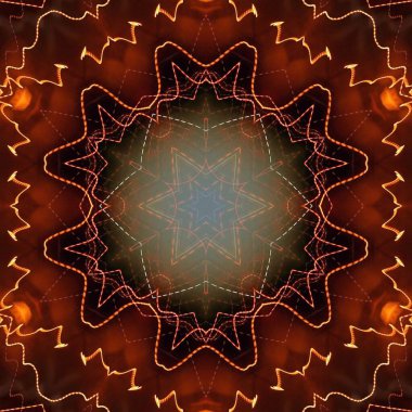 Fraktal soyut arkaplan. Işık efektleri. Neon parıltısı. Şenlik dekorasyonu. Renkli desen. Geometrik doku.