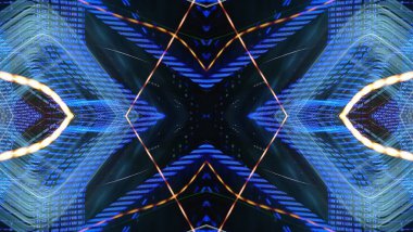 Hafif boya. Neon parıltısı. Simetri ve yansıma. Şenlik dekorasyonu. Bulanık arkaplan. Parlak doku. Parlak desen. Poster, broşür, el ilanı ve kart için yaratıcı grafik tasarımı. Ağ, kumaş ve örtü için arkaplan.