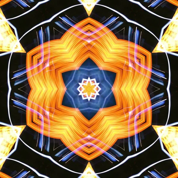 Fraktal soyut arkaplan. Işık efektleri. Neon parıltısı. Şenlik dekorasyonu. Renkli desen. Geometrik doku.