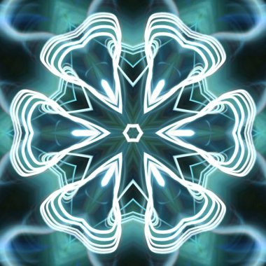 Fraktal soyut arkaplan. Işık efektleri. Neon parıltısı. Şenlik dekorasyonu. Renkli desen. Geometrik doku.