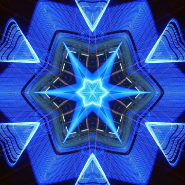 Fraktal soyut arkaplan. Işık efektleri. Neon parıltısı. Şenlik dekorasyonu. Renkli desen. Geometrik doku.