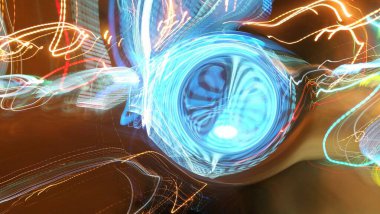 Işık efektleri. Neon parıltısı. Çok renkli soyut arkaplan. Renkli desen. Poster, broşür, el ilanı ve kart için yaratıcı grafik tasarımı. Eşsiz duvar kâğıdı. Ağ, kumaş ve not defteri kapağı için arkaplan.