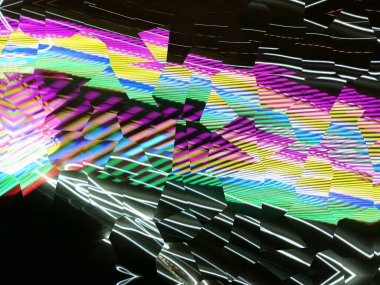 Işık efektleri. Neon parıltısı. Çok renkli soyut arkaplan. Renkli desen. Poster, broşür, el ilanı ve kart için yaratıcı grafik tasarımı. Eşsiz duvar kâğıdı. Ağ, kumaş ve not defteri kapağı için arkaplan.