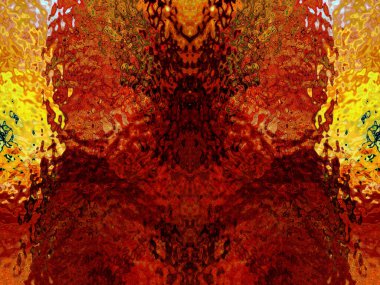 Üç boyutlu illüstrasyon. Dijital efektler. Neon parıltısı. Simetri ve yansıma. Şenlik dekorasyonu. Bulanık arkaplan. Renkli desen. Poster, broşür, el ilanı ve kart için yaratıcı grafik tasarımı.