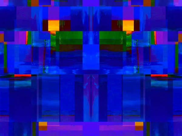 Иллюстрация Цифровой Эффект Неоновое Свечение Симметрия Отражение Праздничное Оформление Абстрактный — стоковое фото