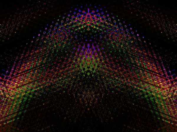Illustratie Digitale Effecten Neon Gloed Symmetrie Reflectie Feestelijke Versiering Abstracte — Stockfoto