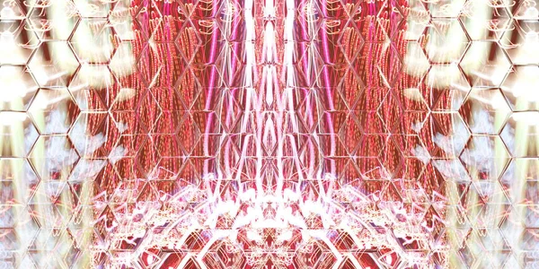 Ілюстрація Цифрові Ефекти Неонове Сяйво Симетрія Відображення Святкова Прикраса Абстрактний — стокове фото