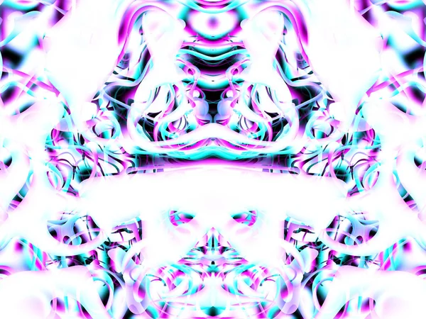 Illustratie Digitale Effecten Neon Gloed Symmetrie Reflectie Feestelijke Versiering Abstracte — Stockfoto