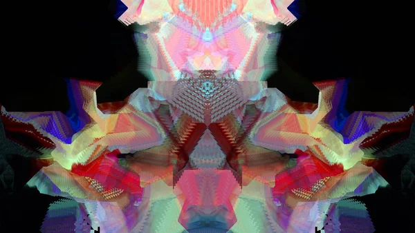 Ефект Глюка Цифровий Шум Симетрія Відображення Абстрактний Розмитий Фон Багатобарвний — стокове фото