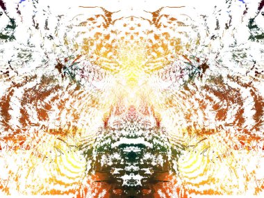 Dijital efektler. Neon parıltısı. Simetri ve yansıma. Şenlik dekorasyonu. Bulanık arkaplan. Renkli desen. Poster, broşür, el ilanı ve kart için yaratıcı grafik tasarımı. Benzersiz duvar kağıdı.