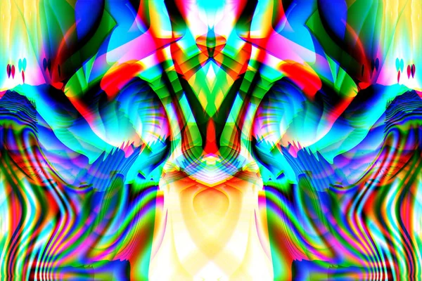 Digital Effects Neon Glow Symmetry Reflection Festive Decoration Abstract Blurred — Stock Photo, Image