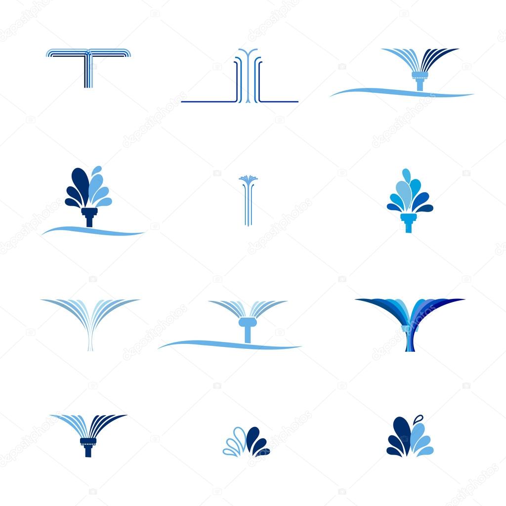 Fountain - set of icons. Collection of design elements.