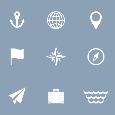 düz simge seti seyahat