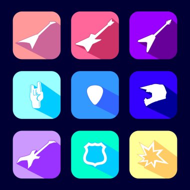 Rock müzik Icon set