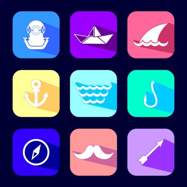 Yolculuk düz Icon set