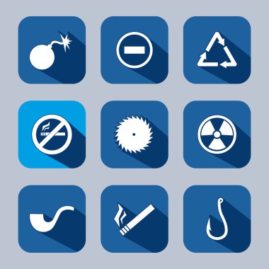 Tehlike düz Icon set