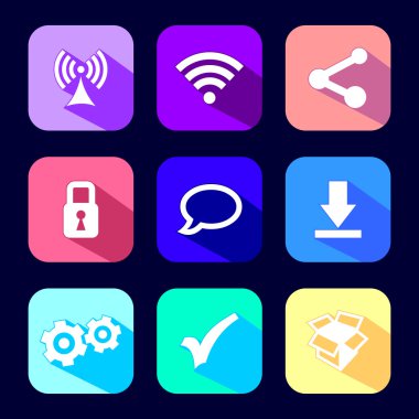 Internet düz Icon set