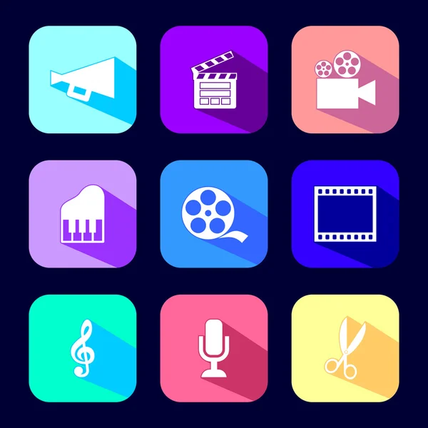 Video and music icon set — Stock Vector