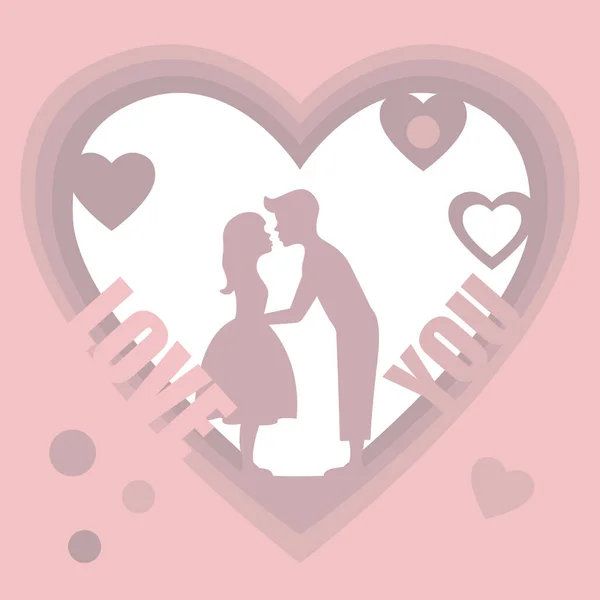 Valentijnskaart Met Een Paar Geliefden — Stockvector