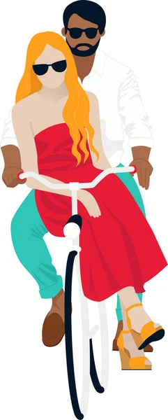 Jeune Couple Vélo Sur Fond Transparent — Image vectorielle