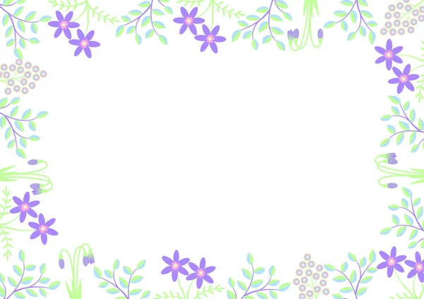 Frame Van Lentebloemen Bladeren — Stockvector