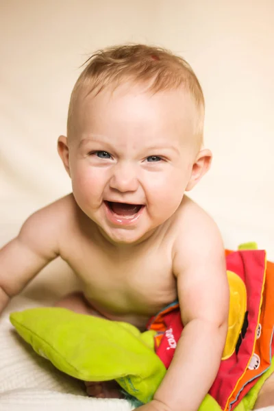 Γελώντας ξανθό μωρό Φωτογραφία Αρχείου