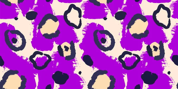 Impresión Animal Púrpura Abstracta Sin Costuras Piel Jaguar Leopardo Salpicaduras — Archivo Imágenes Vectoriales