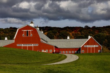 Pine Plains, New York ABD Çiftlik Binaları Sonbahar manzarası.