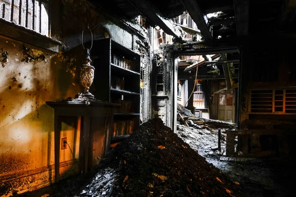 Cornwall Usa Interior Wooden House Damaged Fire — Stock Photo, Image