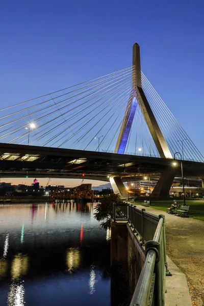 Boston Massachusetts Usa Leonard Zakim Bunker Hill Memorial Bridge Nuit — Photo