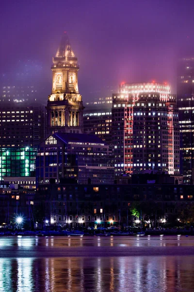 Boston Massachusetts Usa Stara Poczta Budowana Nocy Mgle — Zdjęcie stockowe