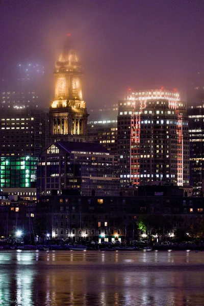 Boston Massachusetts Usa Vieux Bâtiment Bureau Poste Nuit Dans Brouillard — Photo