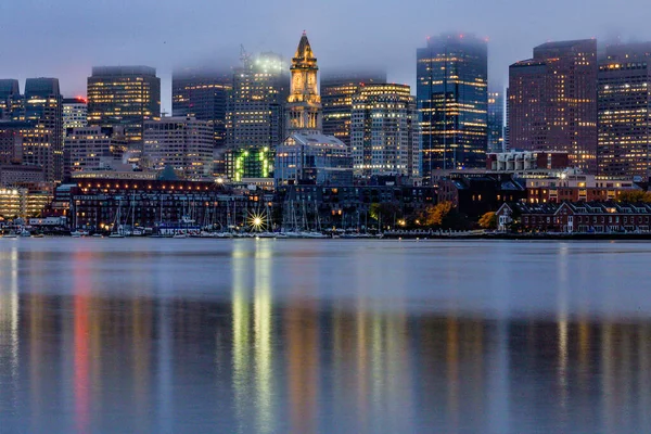 Boston Massachusetts Usa Det Gamla Postverket Bygger Natten Dimman — Stockfoto