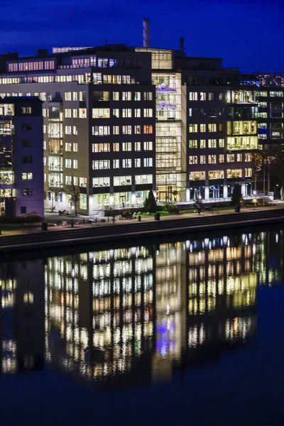 Stockholm Švédsko Kancelářská Budova Noční Čtvrti Liljeholmskajen Marievik — Stock fotografie
