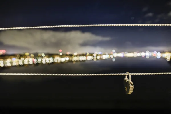 Stockholm Švédsko Skyline Stockholm Early Morning Heart Shaped Lock — Stock fotografie