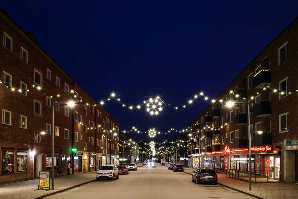 Strockholm Suecia Decoraciones Navideñas Suburbio Vastertorp —  Fotos de Stock