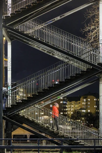 Stockholm Suède Une Personne Descend Escalier Extérieur Depuis Liljeholmsbron Liljeholmen — Photo