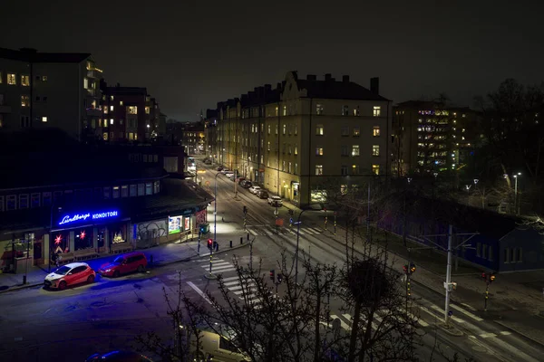 Estocolmo Suecia Barrio Grondal Noche — Foto de Stock