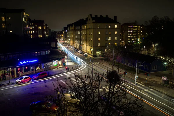 Stockholm Sweden Neighbourhood Grondal Night — Stock Photo, Image