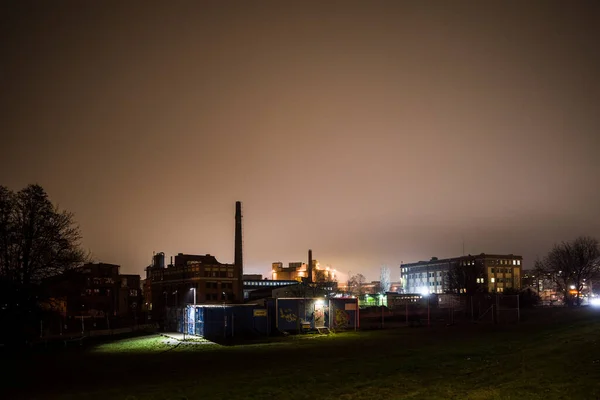 Stockholm Svédország Éjszakai Kilátás Lovholmen Egy Régi Ipari Terület Miatt — Stock Fotó