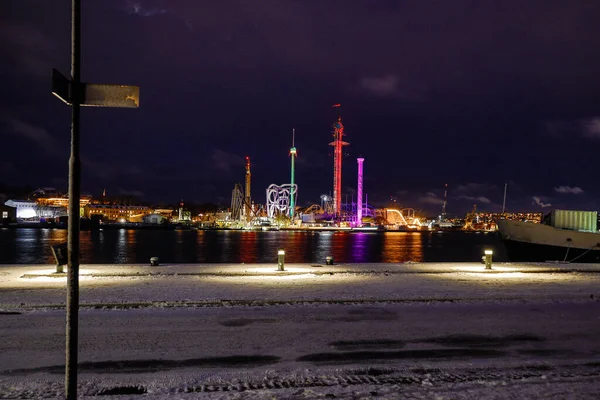 Stockholm Schweden Der Vergnügungspark Grona Lund Erstrahlt Winter — Stockfoto