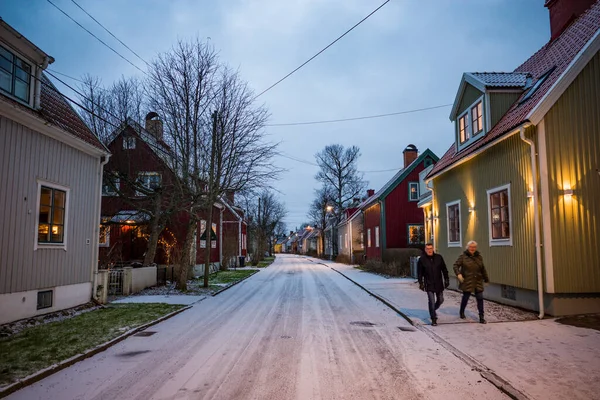 Stockholm Sverige Ett Bostadsområde Gamla Ensked Och Snö — Stockfoto