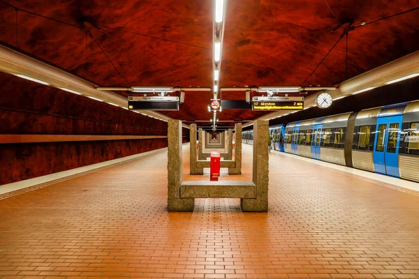 Stockholm Švédsko Skarpnack Tunel Nebo Stanice Metra Poslední Zastávka Zelené — Stock fotografie