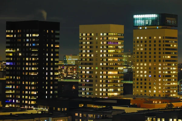 Stockholm Sweden Towers Liljeholmskajen Neighborhood Night Known Kajen Kajen Kajplats — Stock Photo, Image