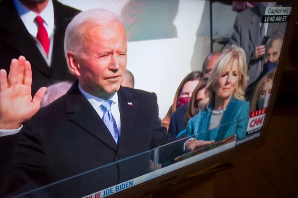 Presidente Washington Usa Joe Biden Juró Como Presidente Eeuu Cnn — Foto de Stock