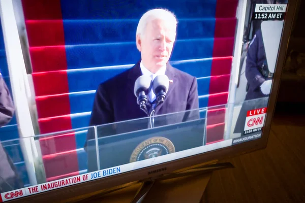 Presidente Washington Usa Joe Biden Juró Como Presidente Eeuu Cnn — Foto de Stock