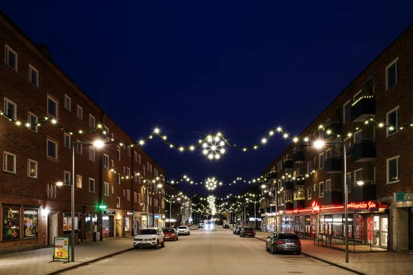 Strockholm Svédország Karácsonyi Dekorációk Vastertorp Külvárosában — Stock Fotó