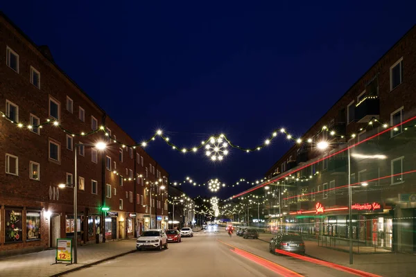 Strockholm Svédország Karácsonyi Dekorációk Vastertorp Külvárosában — Stock Fotó